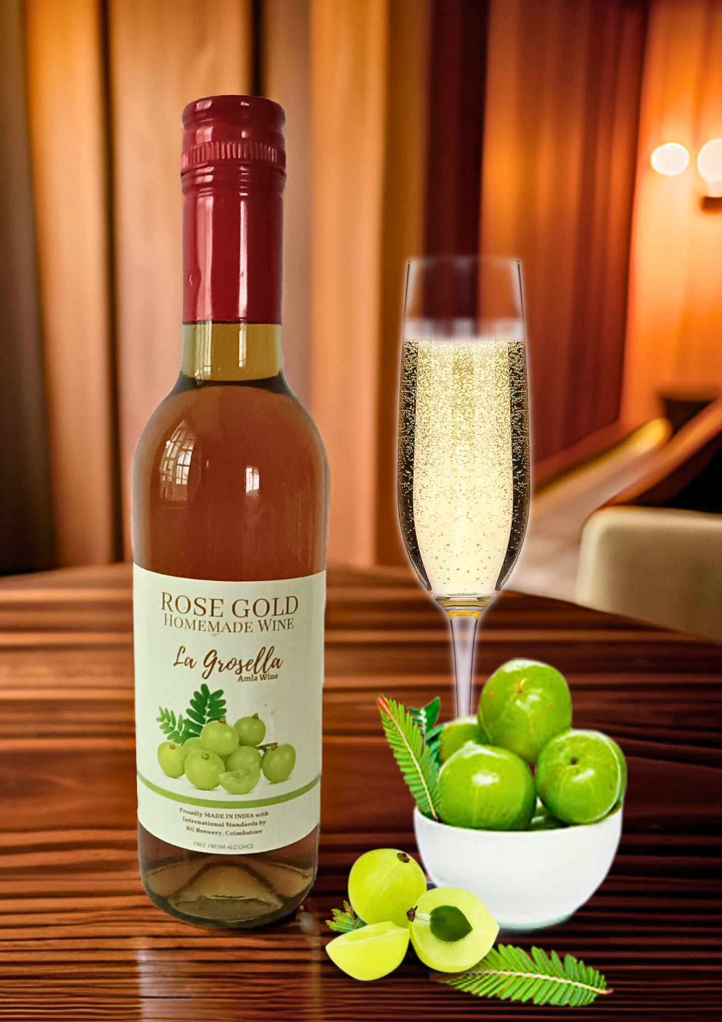 Rosegold LA GROSELLA -  Amla (GOOSEBERRY) Wine - 375ml