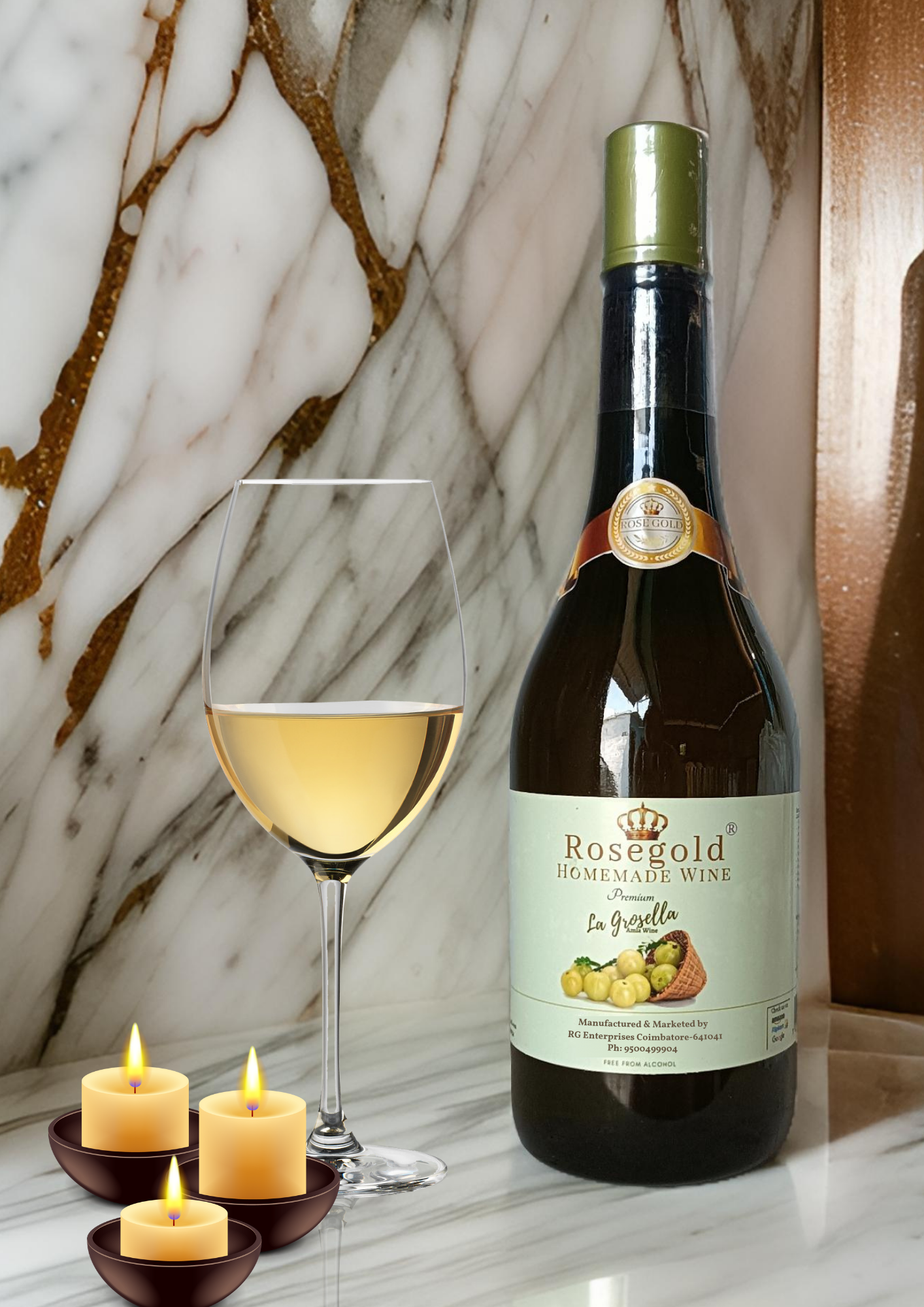 Rosegold LA GROSELLA - Amla (GOOSEBERRY) Wine - 1 L (1000ml)