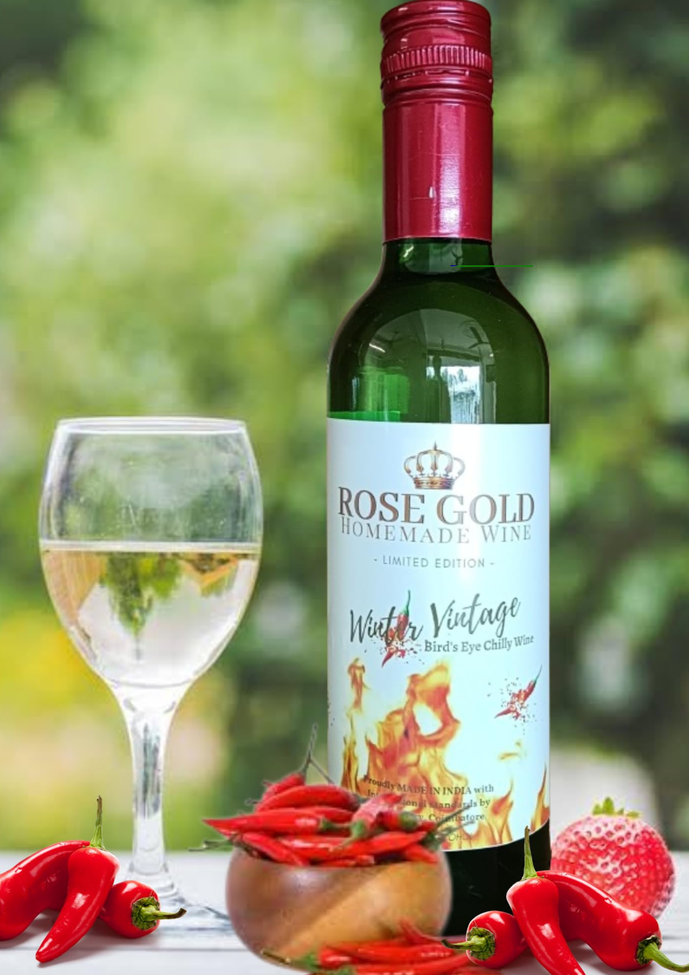 Rosegold WINTER VINTAGE - Bird's eye chilly(Gandhari mulagu/Capsicum frutescence) Wine - 375ml
