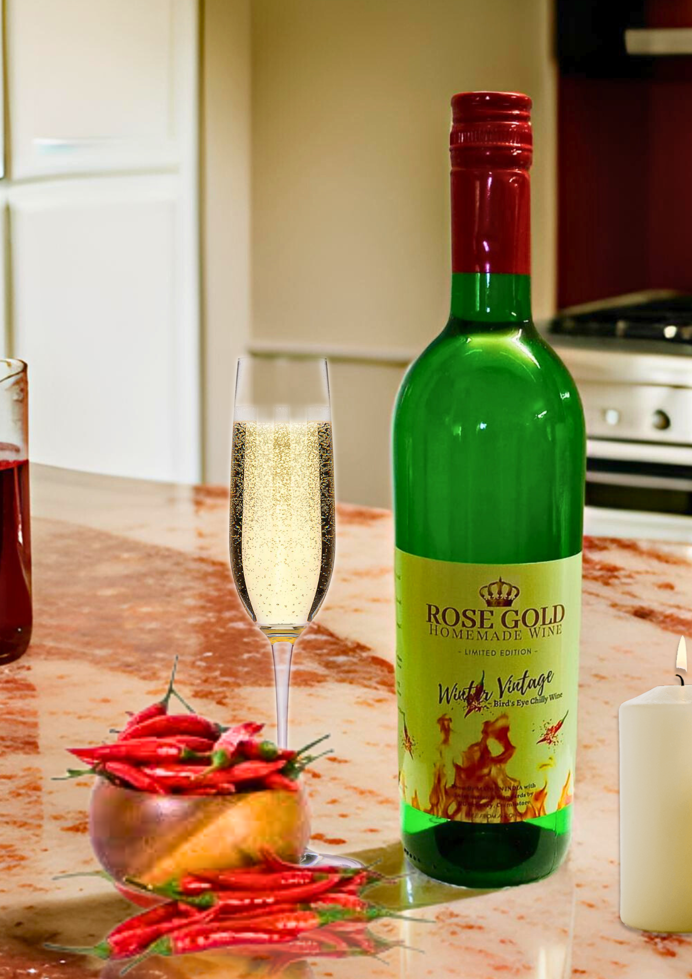 Rosegold WINTER VINTAGE - Bird's eye chilly (Gandhari mulagu/Capsicum frutescence) Wine - 750ml