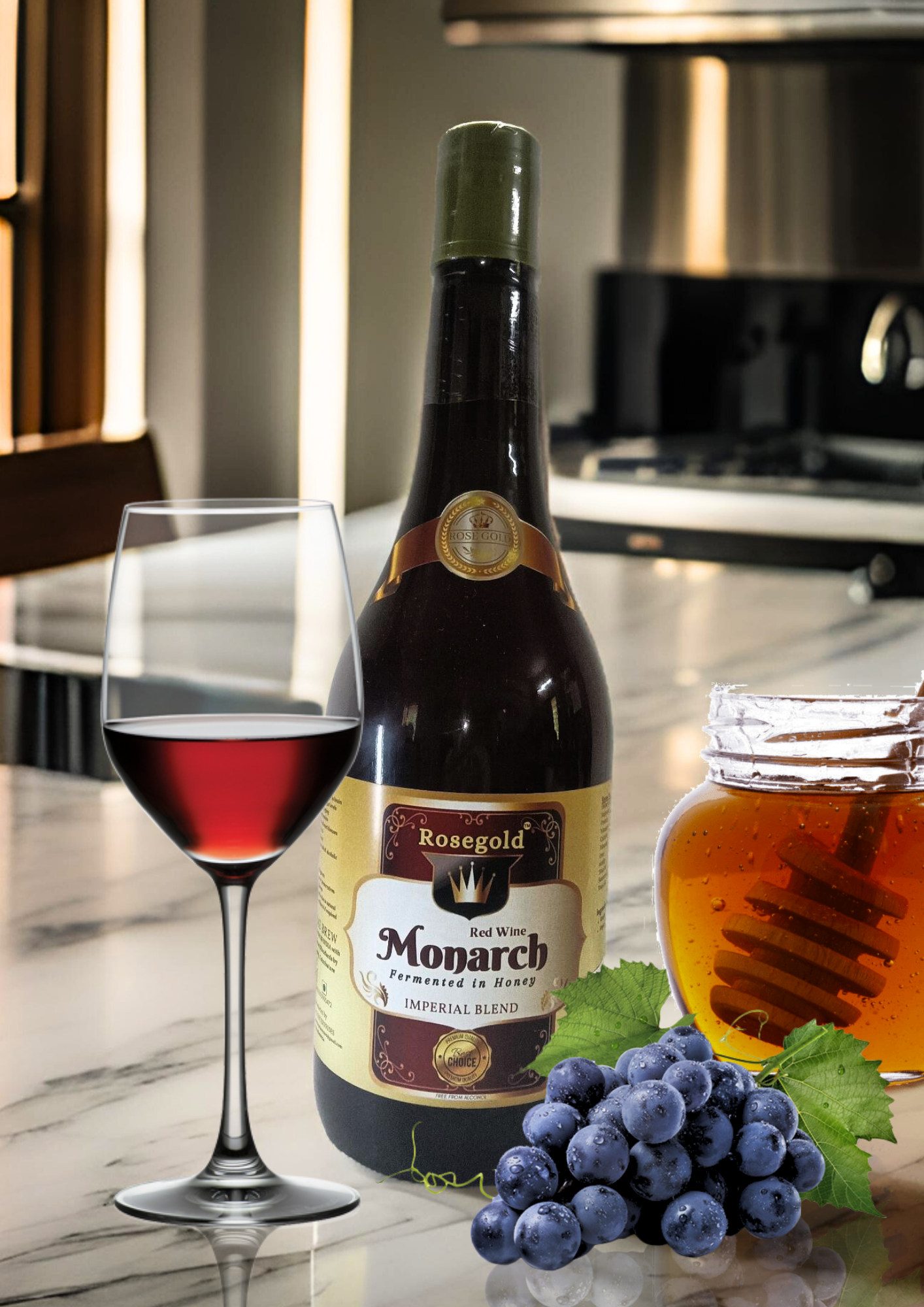 Rosegold MONARCH - Red Wine (Fermented in Wild Honey) - 1 L (1000ml)