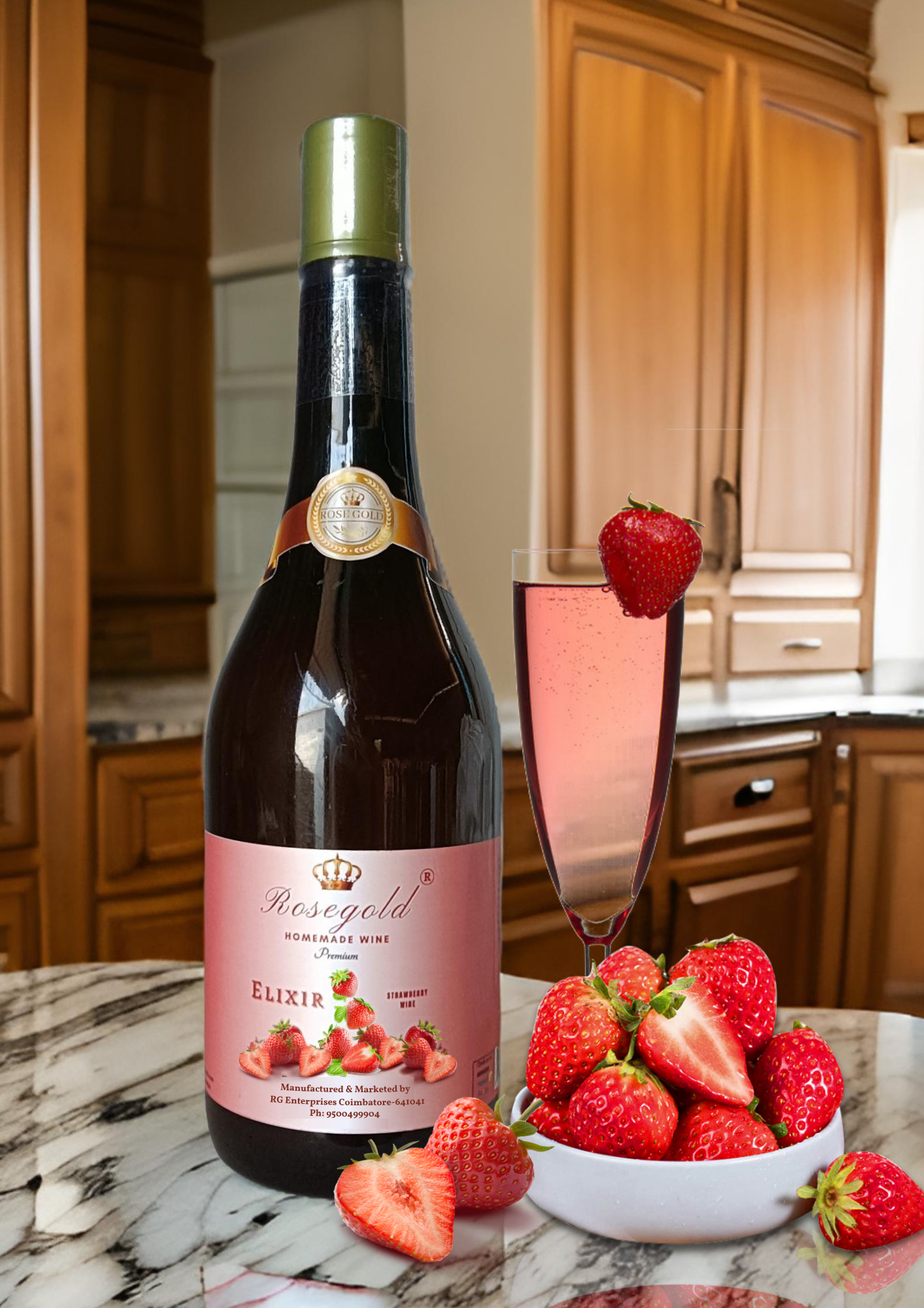 RoseGold ELIXIR - Strawberry Wine - 1 L (1000 ml)